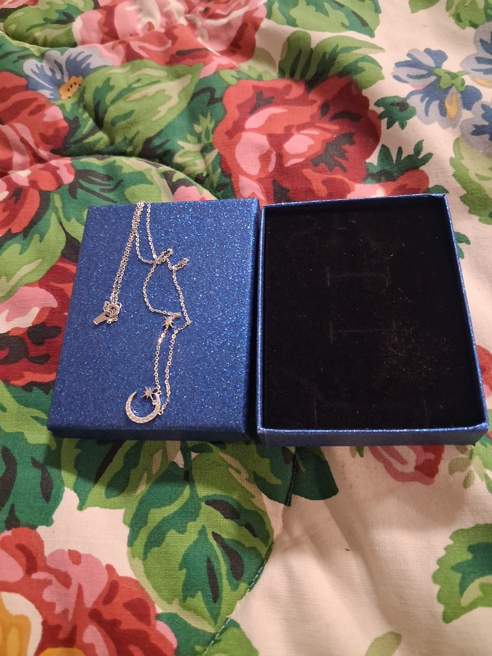 Delicate Crescent Moon & Star Necklace - Silver-Tone